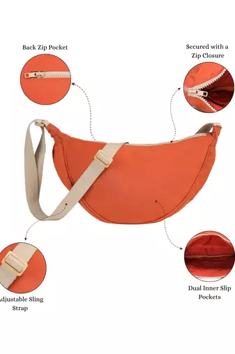   burnt orange polyester solid crossbody bag