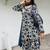 blue print cotton full stitched farshi salwar