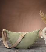   olive green polyester solid crossbody bag
