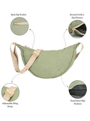   olive green polyester solid crossbody bag 3