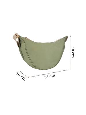   olive green polyester solid crossbody bag 4