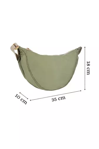   olive green polyester solid crossbody bag