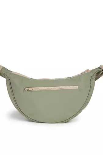   olive green polyester solid crossbody bag