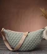   sage green polyester chevron quilted crossbody bag
