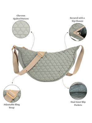   sage green polyester chevron quilted crossbody bag 3