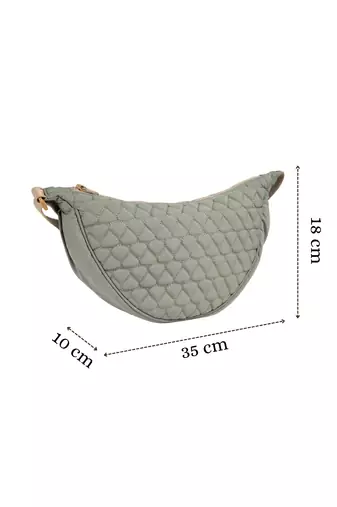   sage green polyester chevron quilted crossbody bag