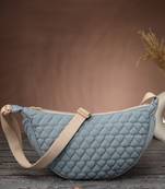   dusty blue polyester chevron quilted crossbody bag