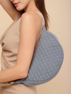   dusty blue polyester chevron quilted crossbody bag 2