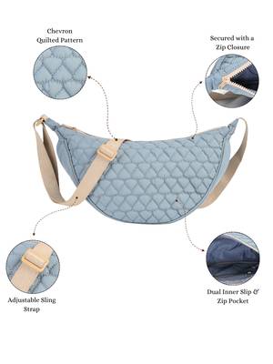   dusty blue polyester chevron quilted crossbody bag 3
