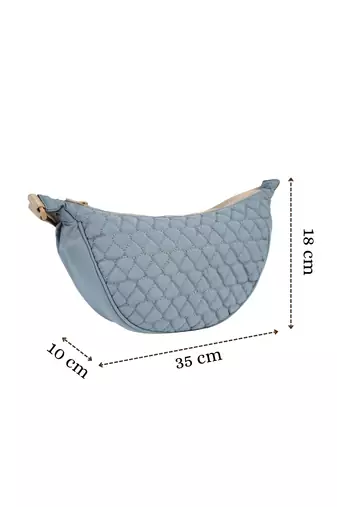  dusty blue polyester chevron quilted crossbody bag