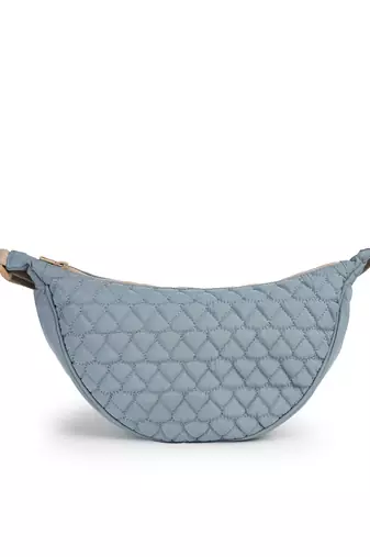   dusty blue polyester chevron quilted crossbody bag
