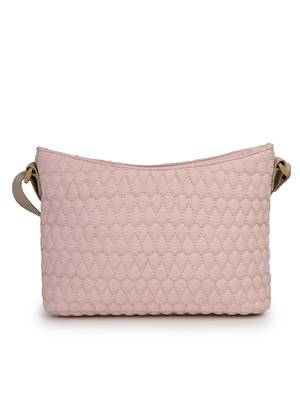   pastel pink polyester quilted sling bag 5