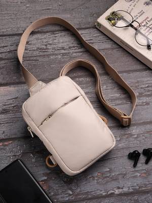   ivory polyester solid crossbody bag 1