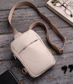   ivory polyester solid crossbody bag