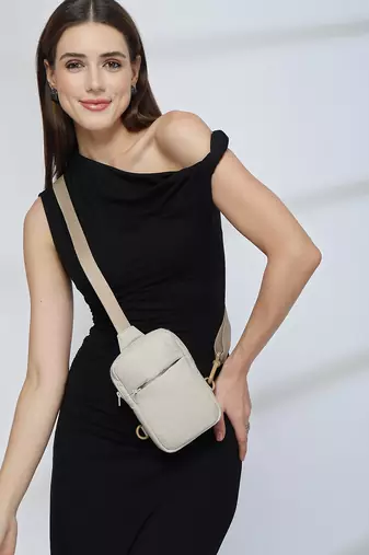   ivory polyester solid crossbody bag