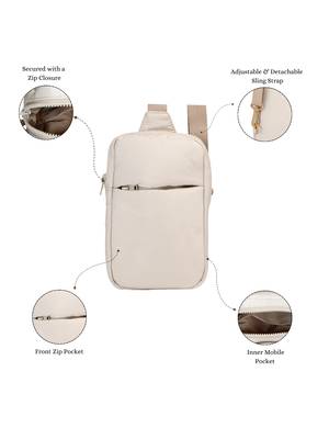   ivory polyester solid crossbody bag 3