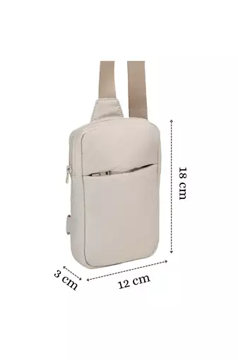   ivory polyester solid crossbody bag