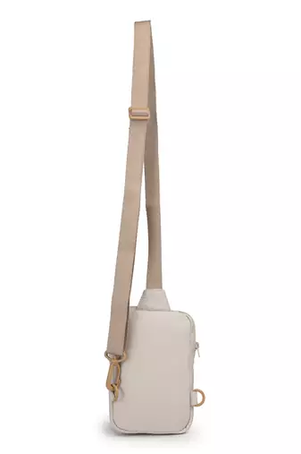   ivory polyester solid crossbody bag