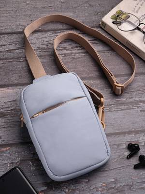   dusty blue polyester solid crossbody bag 1