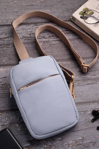   dusty blue polyester solid crossbody bag