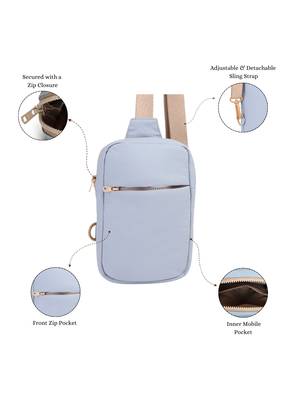   dusty blue polyester solid crossbody bag 3