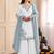 sky blue color embroidery and sequin work cotton kurti palazzo set