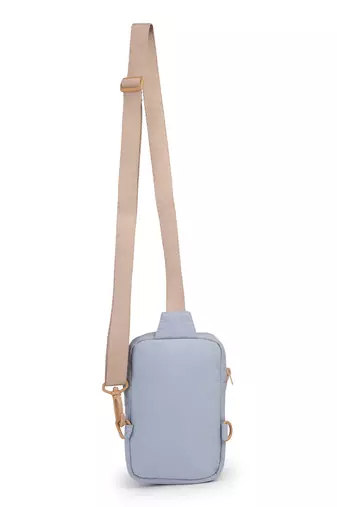   dusty blue polyester solid crossbody bag