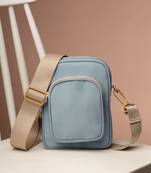   dusty blue polyester solid sling bag