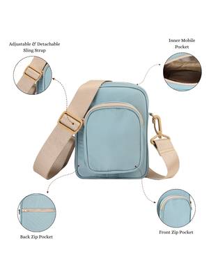   dusty blue polyester solid sling bag 3