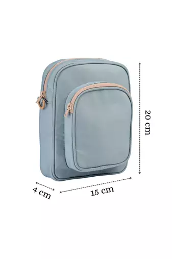   dusty blue polyester solid sling bag