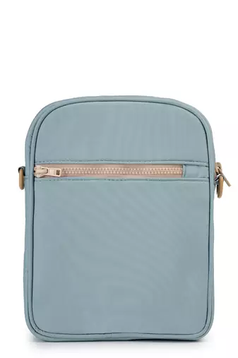   dusty blue polyester solid sling bag