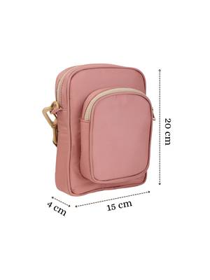   dusty rose pink polyester solid sling bag 4