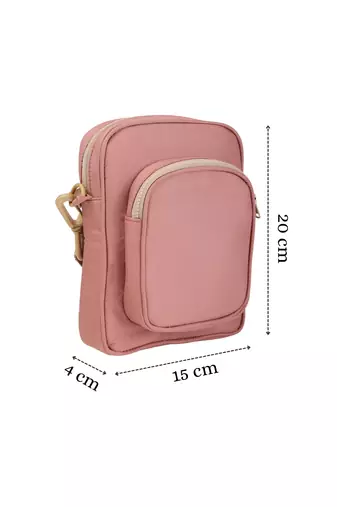   dusty rose pink polyester solid sling bag