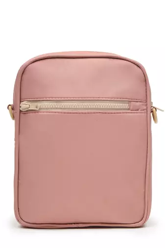   dusty rose pink polyester solid sling bag