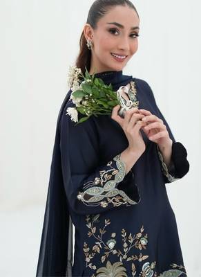 blue embroidery crepe full stitched sharara plazo 3