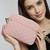   baby pink polyester diamond quilted sling bag