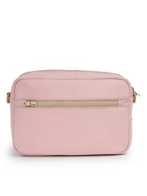   baby pink polyester diamond quilted sling bag 5