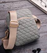   olive green polyester teardrop quilted sling bag
