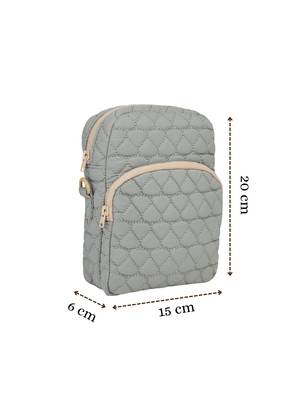   olive green polyester teardrop quilted sling bag 4