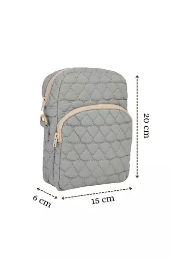   olive green polyester teardrop quilted sling bag