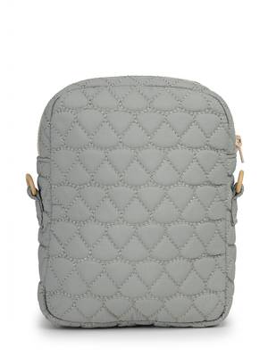   olive green polyester teardrop quilted sling bag 5