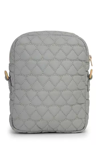   olive green polyester teardrop quilted sling bag