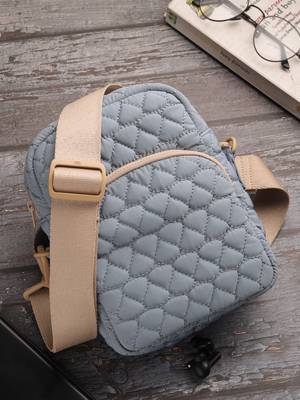   powder blue polyester teardrop quilted sling bag 1