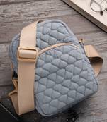   powder blue polyester teardrop quilted sling bag