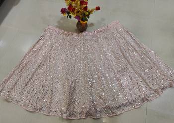 Baby Pink 9mm Sequin and Zari Embroidered Faux Georgette Indian Wedding Lehenga Choli 4