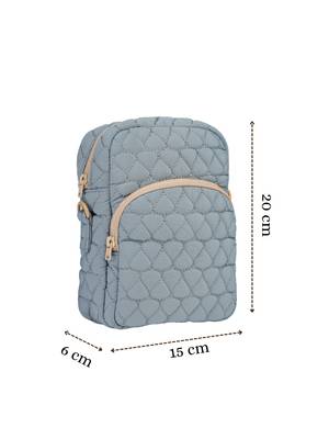   powder blue polyester teardrop quilted sling bag 4