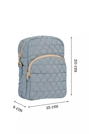   powder blue polyester teardrop quilted sling bag