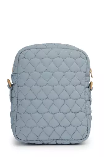   powder blue polyester teardrop quilted sling bag