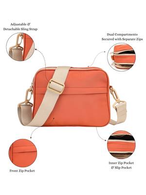   burnt orange polyester solid sling bag 3