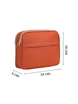   burnt orange polyester solid sling bag 4